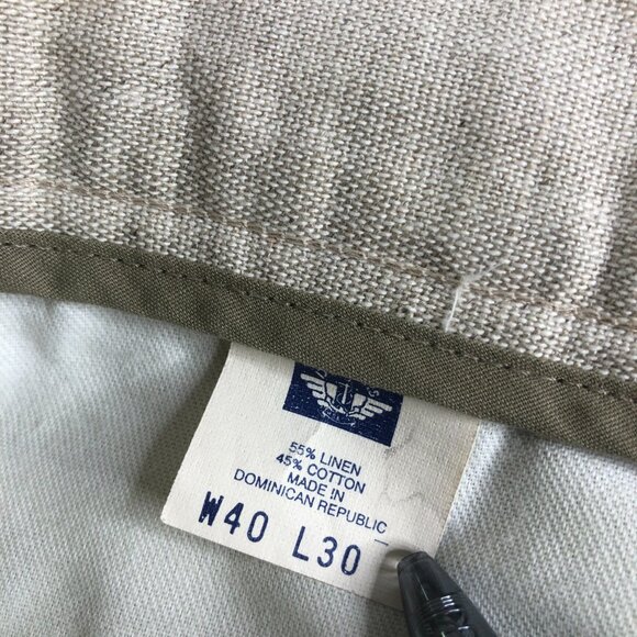 Dockers Pants Mens 40x30 Khaki Vintage No Wrinkle Linen Blend Pleated High Waist - Picture 4 of 14